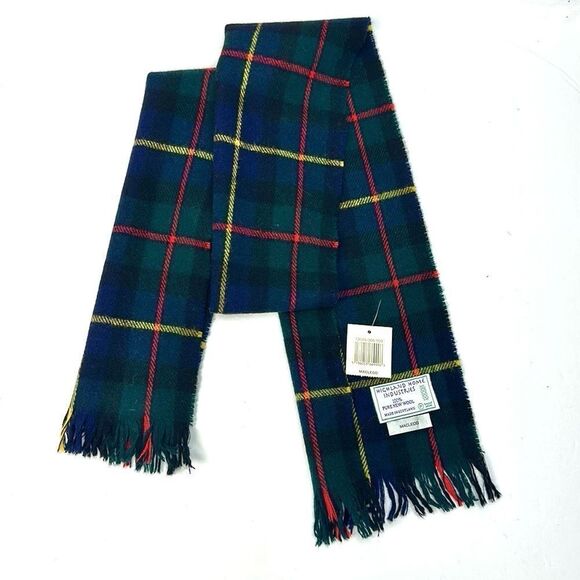 NWT Men’s Highland Home Industries Wool Scarf Blue Green Macleod Tartan Scotland - Picture 3 of 7